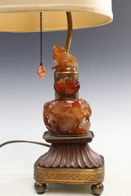 Chinese Carved Agate Vase Lamp