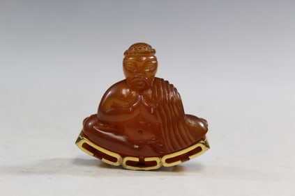 Chinese Carved Bakelite Pendant of a Monk.