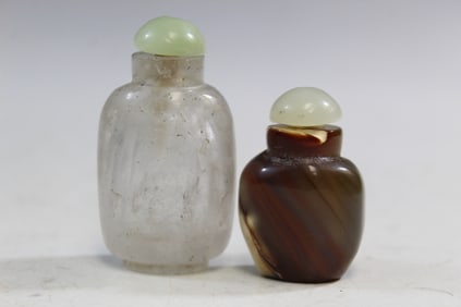 Chinese Rock Crystal and Agate Snuff Bottles