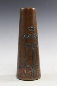 Silver Overlay Copper Art Decor Vase