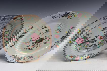 Two Chinese Export Famille Rose Porcelain Dishes
