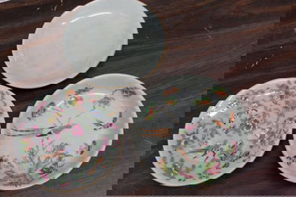 Three Chinese Celadon Glaze Porcelain Dishes
