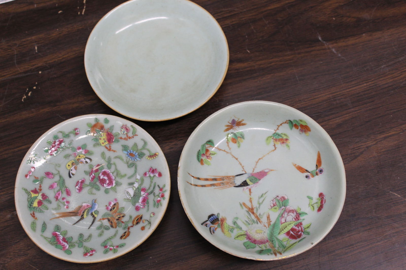 Three Chinese Celadon Glaze Porcelain Dishes (1 of 6)