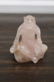 Chinese Carved Rose Quartz Figure of a Monkey