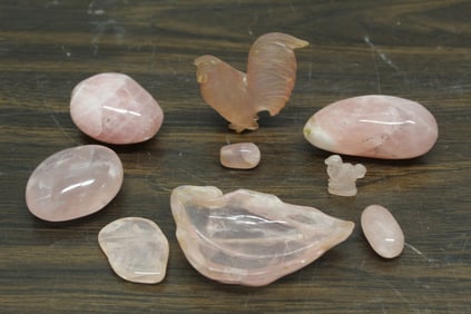 Group of Carved Rose Quartz Pieces