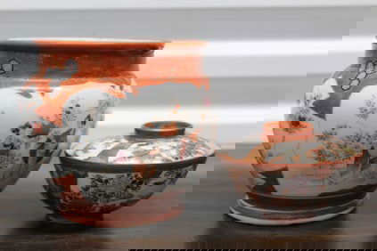 Japanese Satsuma Porcelain Jar and Lidded Bowl