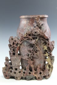 Large Chinese Carved Soapstone Vase