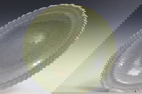 Chinese Longquan Celadon Dish: Chinese Longquan Celadon Dish. Ming dynasty. Diam 23.5 cm.