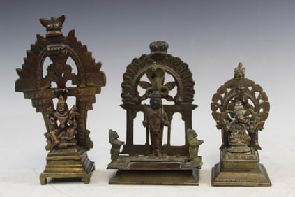 Three Indian Bronze Statues, Rama and Sita, Genesha.