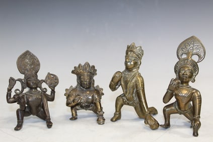 Four Indian Bronze and Brass Statues of Bala Krishna