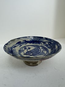 Asian stoneware stem dish - fish