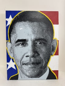 John Stango signed original mixed media "Obama"