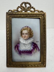 Miniature portrait painting of Marguerite of Valois by Bizet