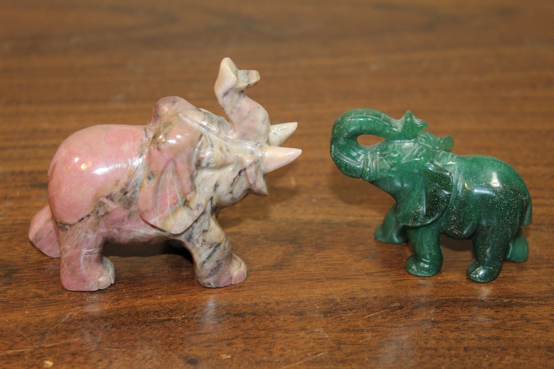 Two Carved Stone Elephant Figurines (1 of 3)