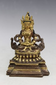 Tibetan Gilt Brass Buddha Statue