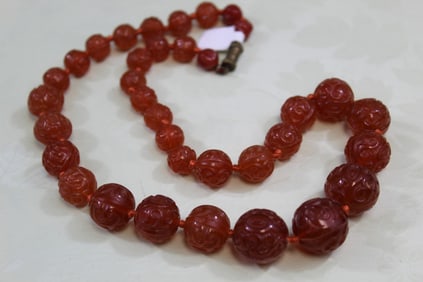 Chinese Red Agate Beads Necklace