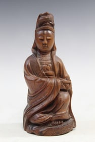 Chinese Carved Wood Guanyin Statue
