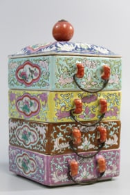 Chinese Famille Rose Porcelain Stacking Dishes