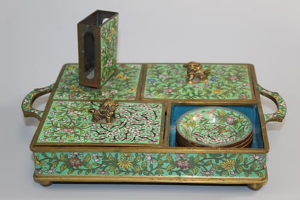 Chinese Cloisonne Smoking Set