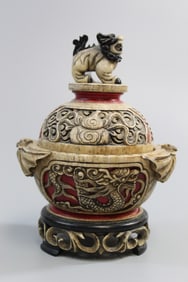 Chinese Carved Soapstone Incense Burner