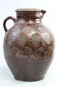 Antique Asian Brown Glazed Pottery Jug