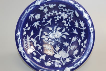 Chinese Blue Glazed Slip Decorated Porcelain Bowl