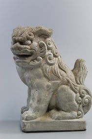 Chinese Carved Cement Foo Dog Statue