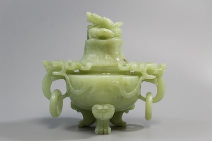 Chinese Carved Jade Incense Burner