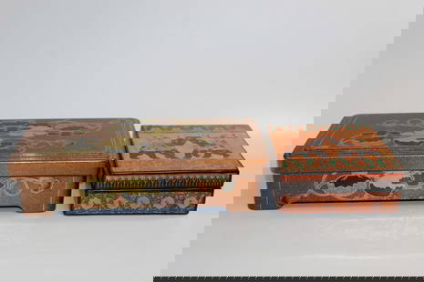 Two Asian Lacquer Boxes: Two Asian Lacquer Boxes. Size 6 x 6 x 2.5" and 12 x 5.5 x 3"
