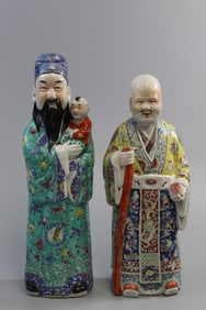 Two Chinese Famille Rose Porcelain Figures