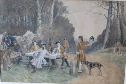 Watercolor Pastel Painting on Paper, Signed Paul Tavernier (French, 1852 - 1943), Framed