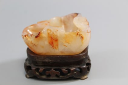 Chinese Carved Agate Water Coup
