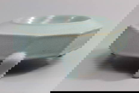Chinese Celadon Glazed Porcelain Brush Washer: Chinese Celadon Glazed Porcelain Brush Washer. D 6". H 2.5".