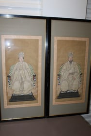 Pair of Ancestor Portraits, Framed