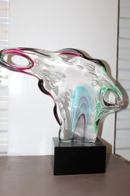 Luigi Mellara original Italian Glass Sculpture, Signed.