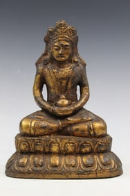Asian Gilt Metal Buddha Statue