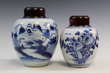 Two Chinese Blue and White Porcelain Jars