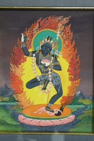 Indian Painting of Blue Tara on Cloth