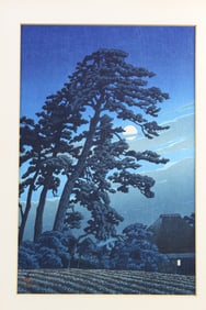 Moon at Magome, Hasui Kawase (1883-1957). Japanese Woodblock Print.