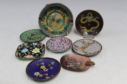 Group of Chinese Cloisonne and Enamel Dishes
