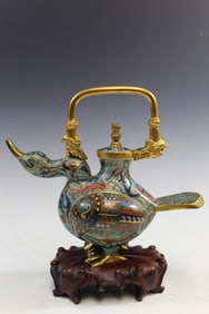 Chinese Cloisonne Duck-shaped Teapot