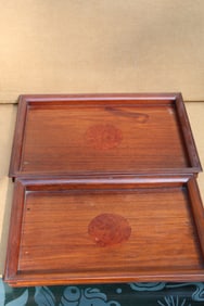 Two Rosewood Tea Trays