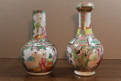 Two Chinese Rose Medallion Porcelain Vases