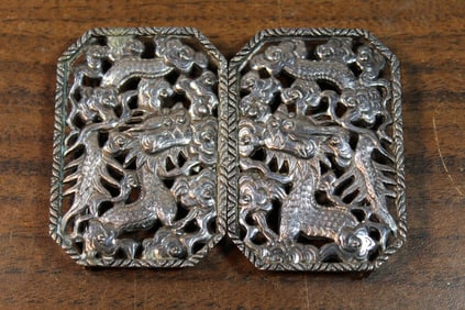 Chinese Silver Dragon Belt Buckle