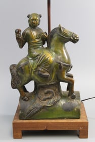 Chinese pottery roof tile lamp