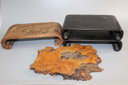 Four wood stands