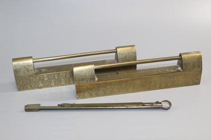 Pair of large Chinese brass locks