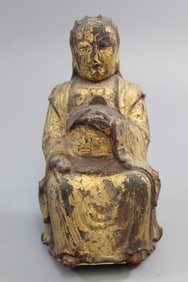 Chinese gilt wood immortal statue