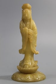 Chinese Carved Soapstone Guanyin Statue