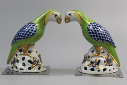 Pair of Porcelain Parrots